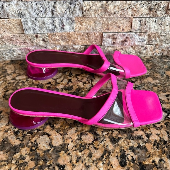 Staud Pink Simone 35 Clear Strap Leather Mule Sandals - Picture 4 of 11